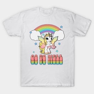 Rainbow Unicorn // Go To Hell Design T-Shirt